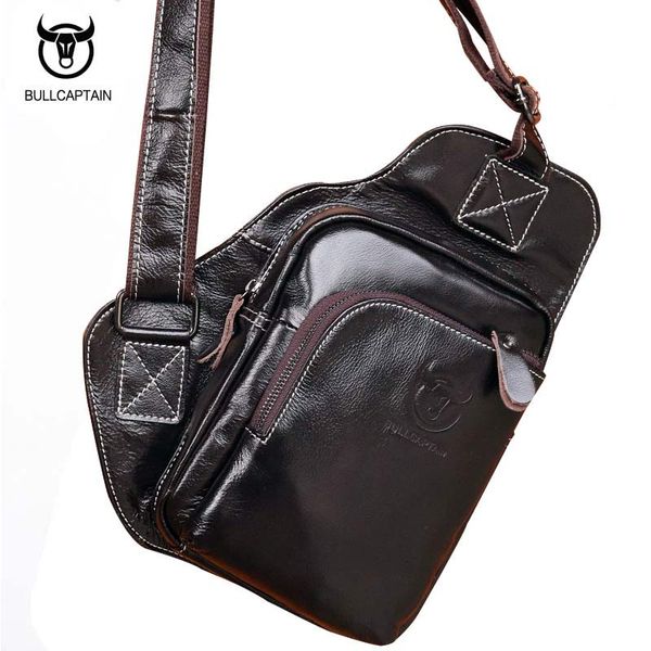 

bullcaptain new 100% cowhide bat chest bag enuine leather men shoulder crossbody bag for man brand men messenger bags