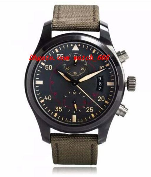 

luxury wristwatch 46mm pil0ts anthracite dial quartz chronograph ceramic 3880-02 men men's watch ing, Slivery;brown