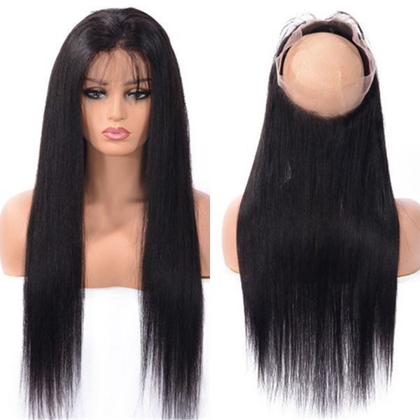 

brazilian hair straight 360 lace frontal closure with baby hair 100% human hair part pre plucked 360 frontal, Black;brown