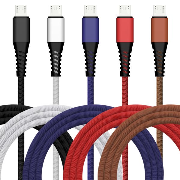 

micro usb cable anti break cloth woven nylon braided fast quick charging cable data sync transfer cord weaving silky wire whole price