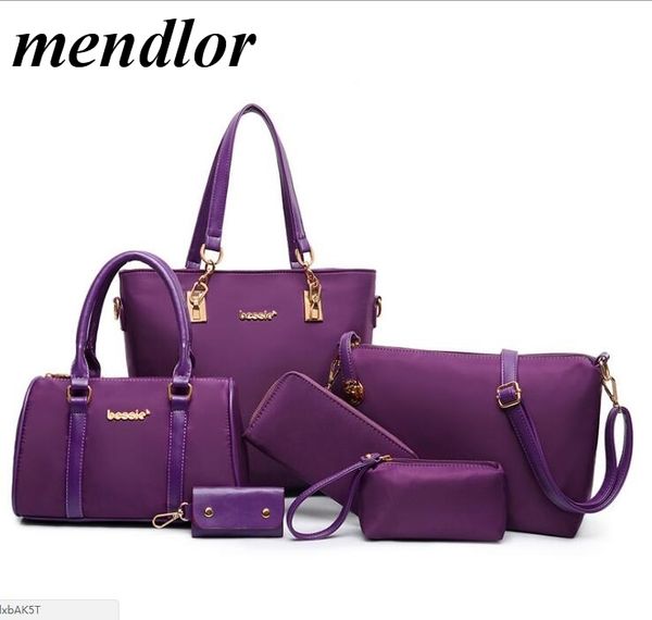 

6 pcs / set fashion women composite bags pu leather diamond lattice print women handbag shoulder bag wallets purse key bag set y18102204