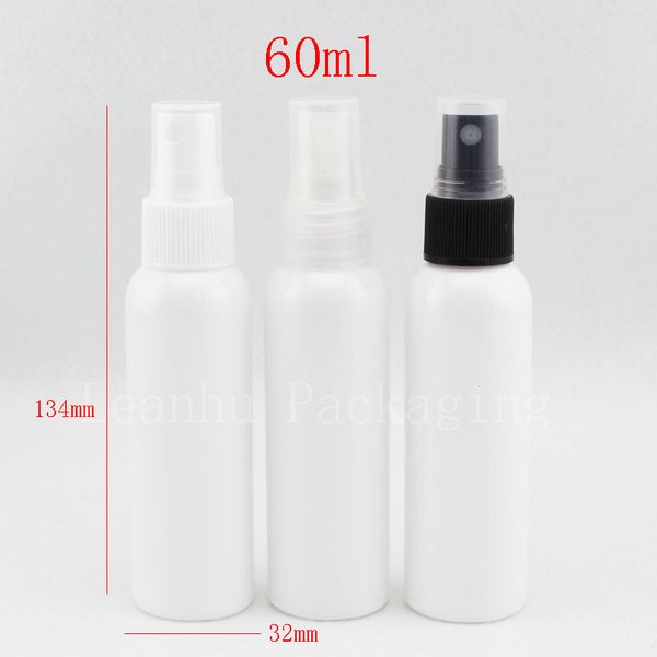 60ml x 50 Garrafa de plástico de pulverização branca vazia, líquido medicamento frasco 60cc, 2 oz Bomba recipiente animal de estimação, névoa pulverizador frascos de perfume