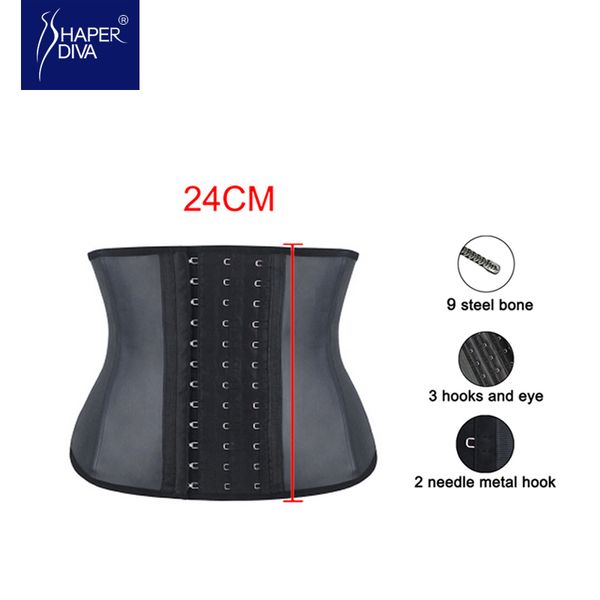 Shaper Mulheres Torso Torso Látex Corset Shaper Cintura Treinador Cincher Strap Forte 9 Aço Osso Underbust CorSet