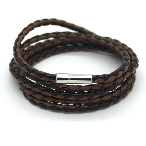 

latest popular 5 laps leather bracelet men charm vintage black bracelet jewelry men women 10pcs christmas gift, Golden;silver