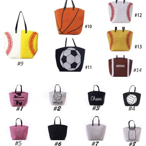 

14 styles canvas bag baseball tote sports bags softball bag football soccer basketball cotton canvas tote bag t1c056