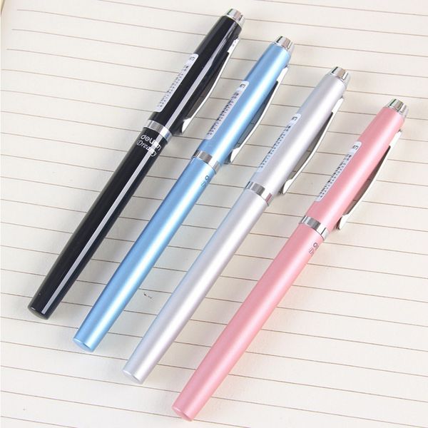 

deli s684 5pcs/lot student fountain pen iridic gold fountain pen metal calligraphy piston stationery