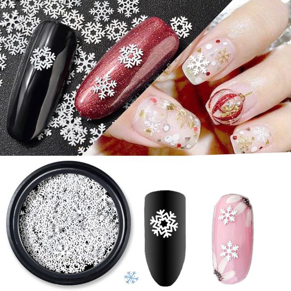 

nail art snowflake flower sticker merry christmas white slice sequins decoration diy 3d tips gel uv polish manicure tools, Black