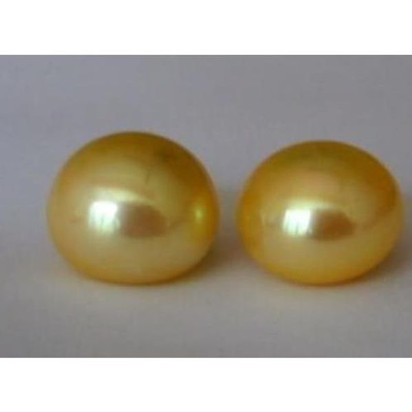 

пара 13-14 мм южное море золото жемчужные серьги 14 k, Golden