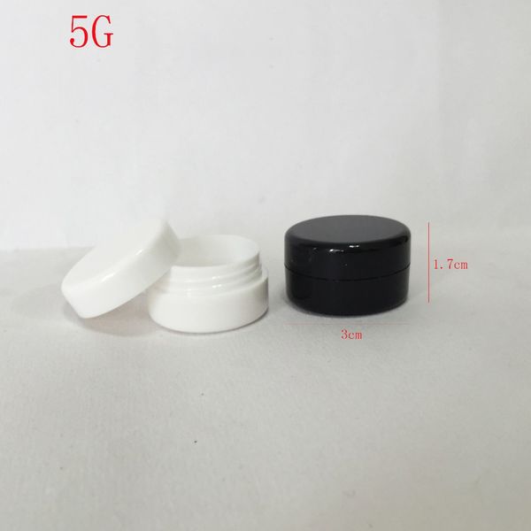 200 шт. 5г черный / белый маленький пустой косметический образец коробки пластиковые тени для век для макияжа колика для лица банка горшок контейнер