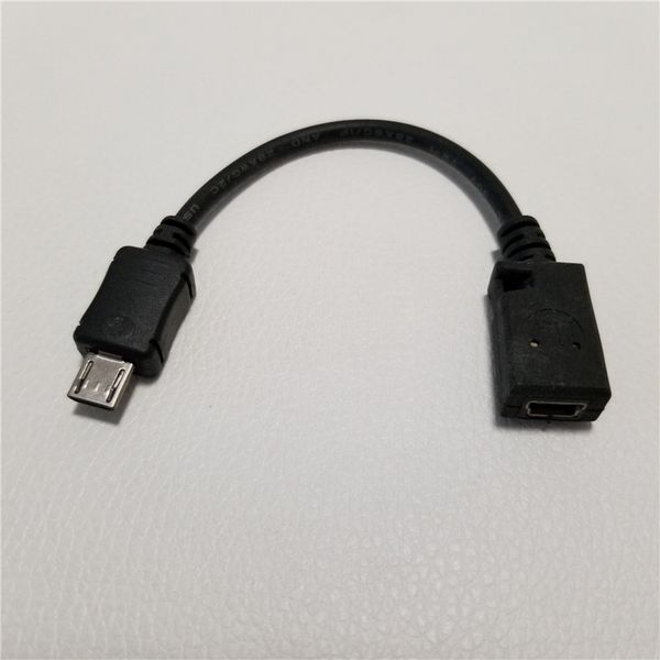 Micro USB Macho para Mini USB Fêmea Adaptador USB Cabo de Computador de Dados Preto 10cm