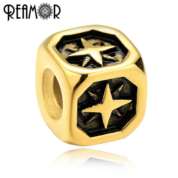 

reamor gold stainless steel double star beads 3.5mm spacer beads charms fit women bracelets diy jewelry making accessories
