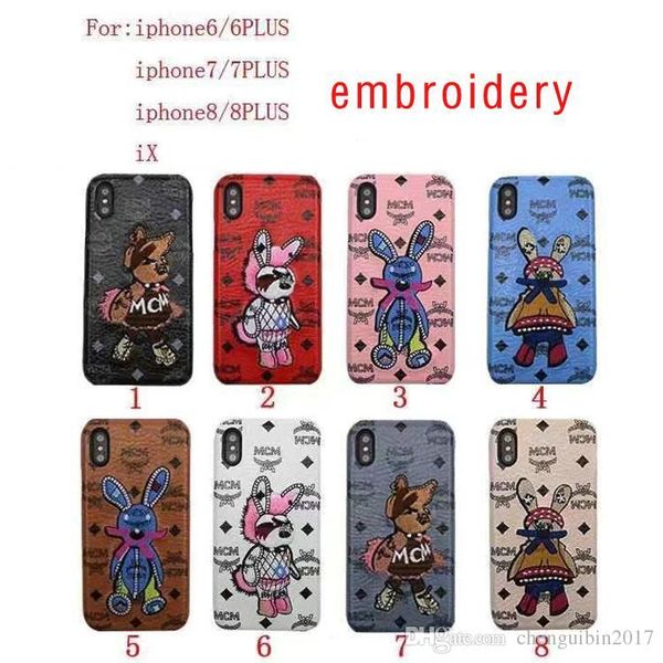 

Чехол для iPhoneX 8 7 6 7plus бренд вышивка кролик печать телефон чехол для Apple iPhone8plus жест