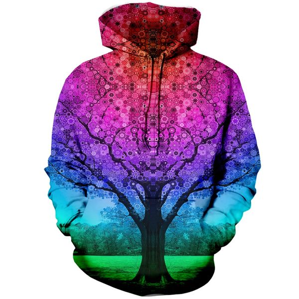 

plstar cosmos 3d print star tree hoodie for women men autumn sweatshirt/hoodies/zip hoodies colorful tree dropshipping, Black