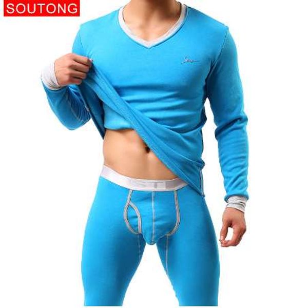 

soutong underwear winter cotton men warm thermal underwear men long johns thermal underwear thick plus velvet long johns sets, Black;white