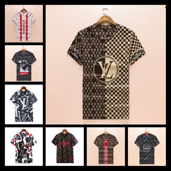 

2018 Марка Лоскутное И Вышивка Дизайн Майка Мужчины 100% Хлопок С Коротким Рукавом Мо