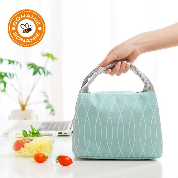 

bonamie portable milk bottle thermal insulation lunch bag women oxford cloth picnic travel cooler bag lancheira bolsa termica, Blue;pink