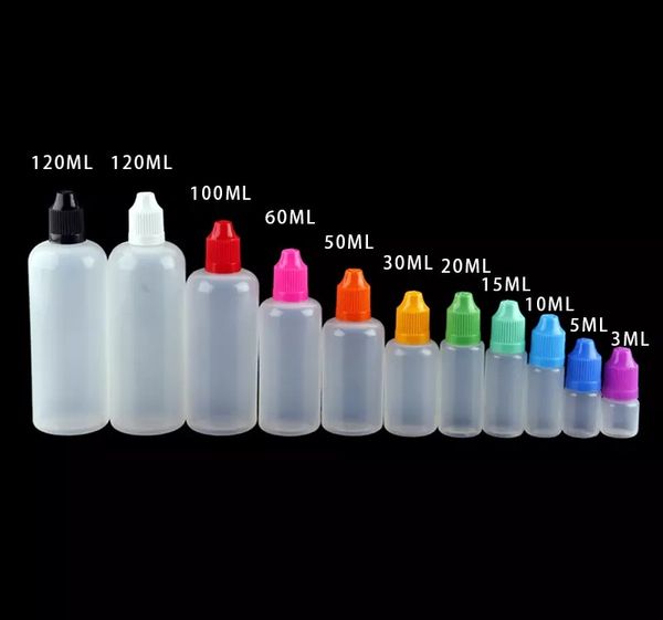 

e cig e-juice e-liquid empty oil bottle plastic dropper bottles 3ml 5ml 10ml 15ml 20ml 30ml 50ml 100ml 120ml with childproof cap packing bot