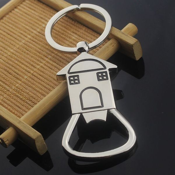 

high-quality house beer bottle opener key chain glossy alloy keychain keyrings bar tools gifts souvenirs, Silver
