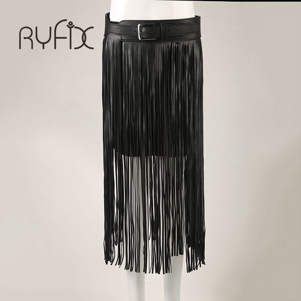 

new fashion long tassel belts fringe black faux pu leather lady belt high waist tide punk boho female waist hippie belt bl76, Black;brown