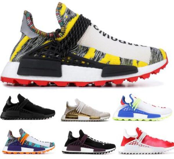 

human race pharrell williams hu running shoes sneakers men women yellow trail solar pack creme x pw nerd sports trainer authentic shoe