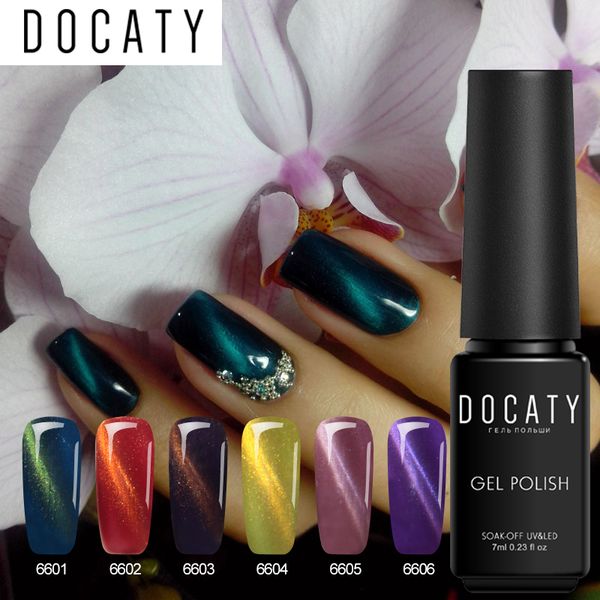 

docaty magnetic cat eye nail gel varnish soak off uv long-lasting gel lacquer varnish 22 color cat's eye nail hybrid, Red;pink