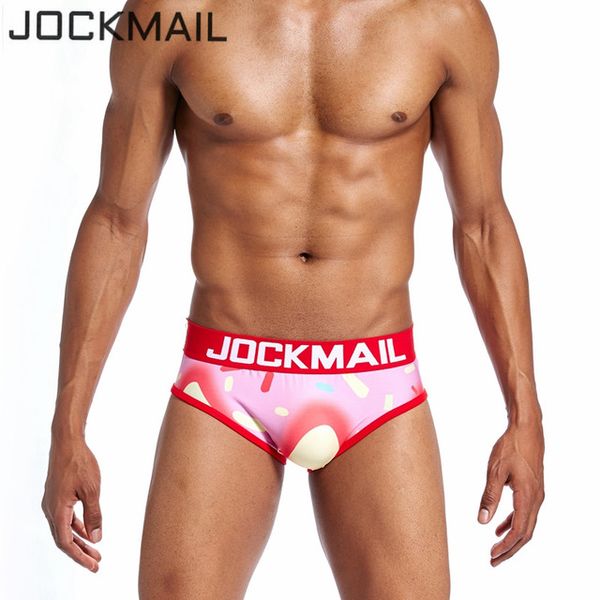 

jockmail brand men's underwear playful printed briefs male underpants calzoncillos breathable cuecas gay male panties, Black;white