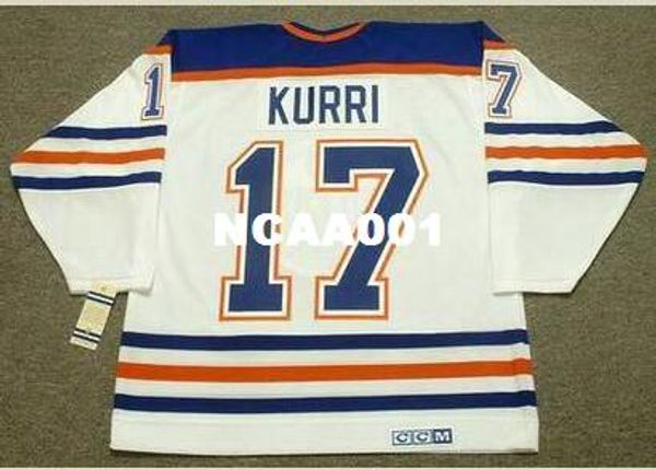 

men #17 jari kurri edmonton oilers 1987 ccm vintage retro away hockey jersey or custom any name or number retro jersey, Black;red