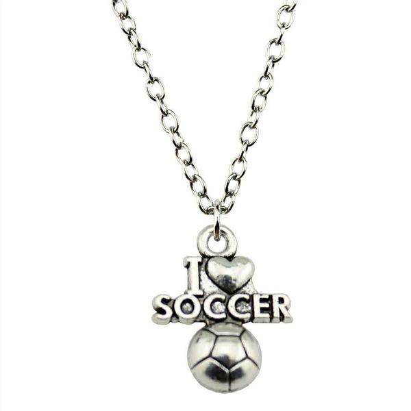 

wysiwyg 5 штук металлические цепи ожерелья подвески женщины ожерелье ювелирные изделия я люблю футбол 20x16mm n2-b11435, Silver