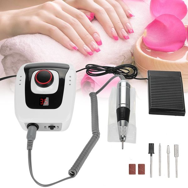 

35000rpm electric nail manicure new drill machine tools nail drill bits pedicure files makeup tools equipment, Silver