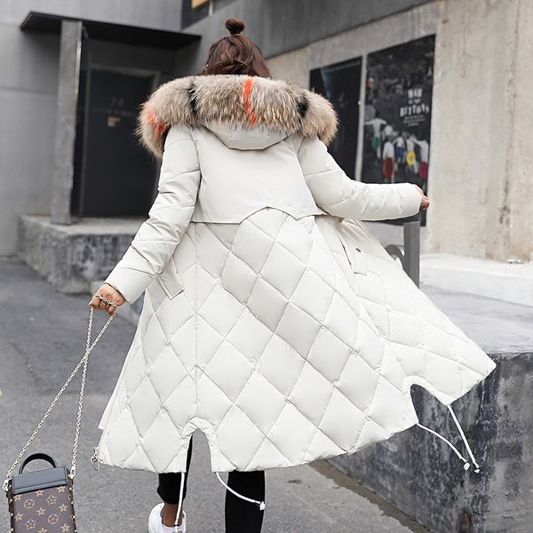 

new winter 2018 women fashion coat women luxury fur collar streetwear cotton coat clothes leisure slim fit zipper down jacket, Black