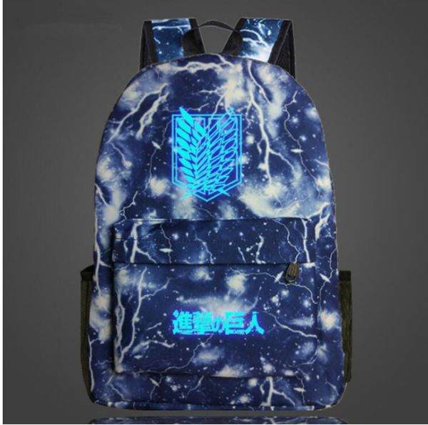 

attack on titan backpack japan anime printing night lumious school bag for teenagers cartoon travel bag oxford galaxia