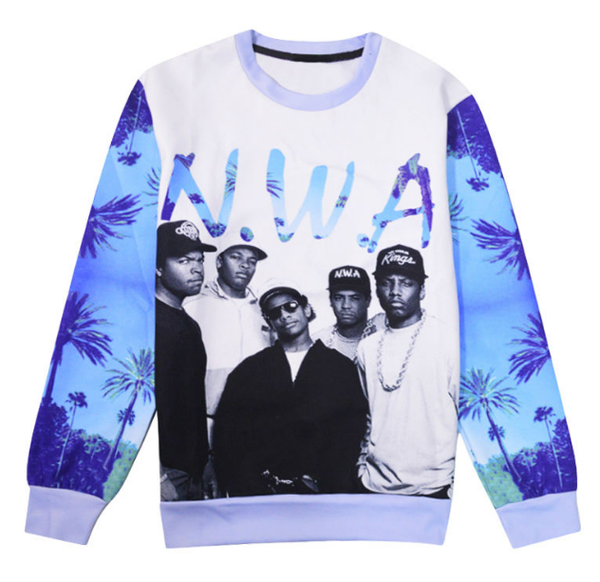 

новая мода женщины / мужчины nwa compton harauku стиль смешные 3d печатных crewneck кофты толстовки k83, Black