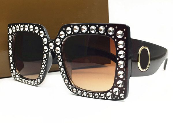 

case 0145s frame lens large with frame rhinestone special women with square elegant luxury built-in sunglasses circular diamond design bsxx, White;black