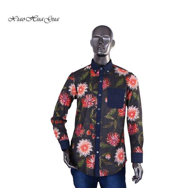 

2019 new fashion men formal shirts dress shirts print terylene cotton bazin riche men african clothing wyn132, White;black
