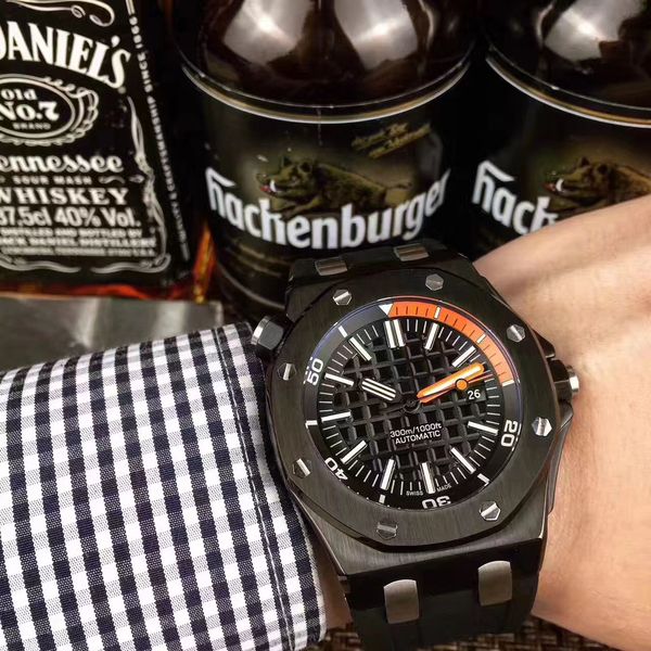 

ААА роскошные часы мужская мода классический черный из нержавеющей стали автоматические механические часы резиновый ремешок часы высокого качества