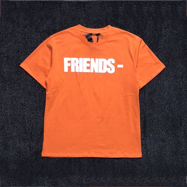 

Vlone friend orange t hirt men women t hirt harajuku t hirt punk hip hop treetwear brand ummer cotton clothing printing tee top 2019