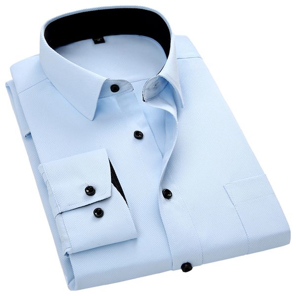 

new boutique men's long-sleeved shirt twill contrast color collar business professional dress men's self cultivation tooling, White;black