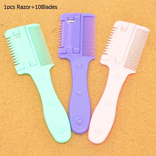 Meisha Salon Hair Cutting Ausdünnung Rasierer Kamm mit 10 Blades Körperrücken Rasieren Haarmesser Haarentfernung Pflege Werkzeuge für Männer Frauen HC0002