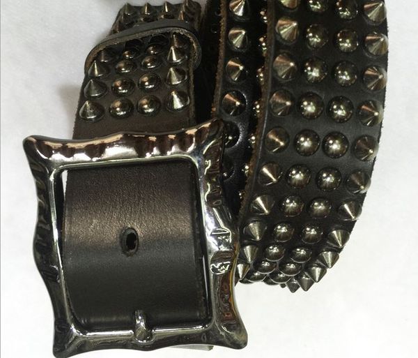 

2016 cinturon heavy metal rivet 100% genuine leather punk belts men hiphop cowboy motorcycle rock men belt brand new bt007s30, Black;brown