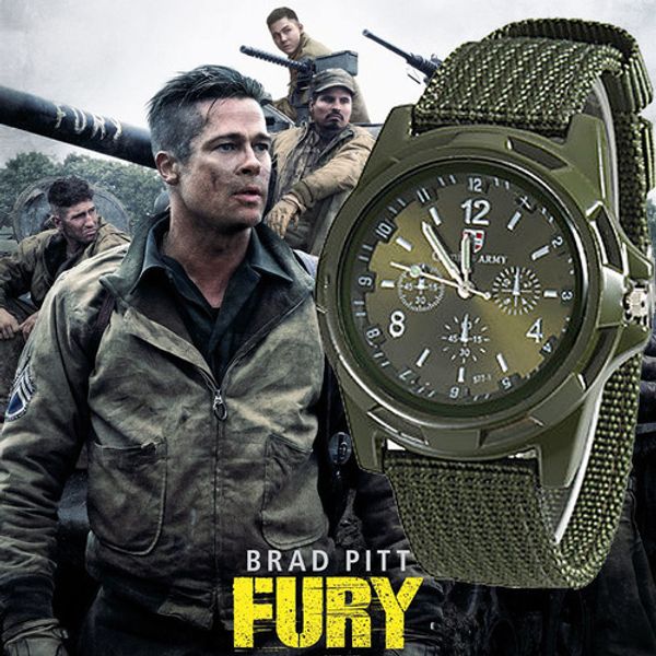 

new men army bomber pilot canvas strap sports men boy quartz wrist watch analog dress sport wristwatches reloj, Slivery;brown