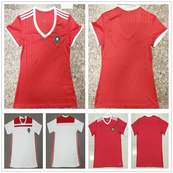 

2018 Women Morocco Soccer Jerseys 10 ZIYECH 5 BENATIA 8 EL AHMADI BOUTAIB BOUSSOUFA Blank Custom Home Red Men Kids Youth Football Shrits