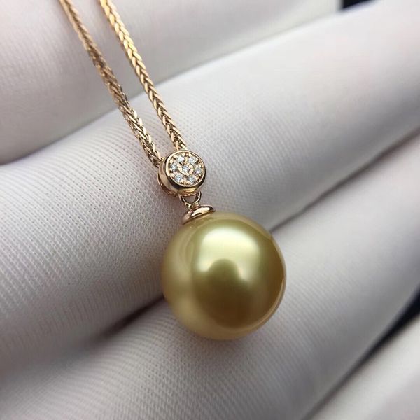 

sinya real diamond southsea golden pearl pendant 18k gold necklace choker include au750 gold chains for women mum girls gift, Silver