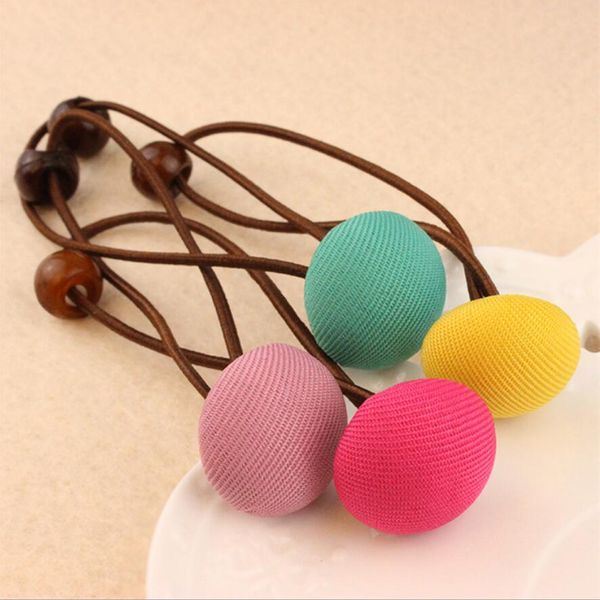 

new korean cute trendy solid color dot button woman elastic hair rope bands girls hair accessories rubber band headwear