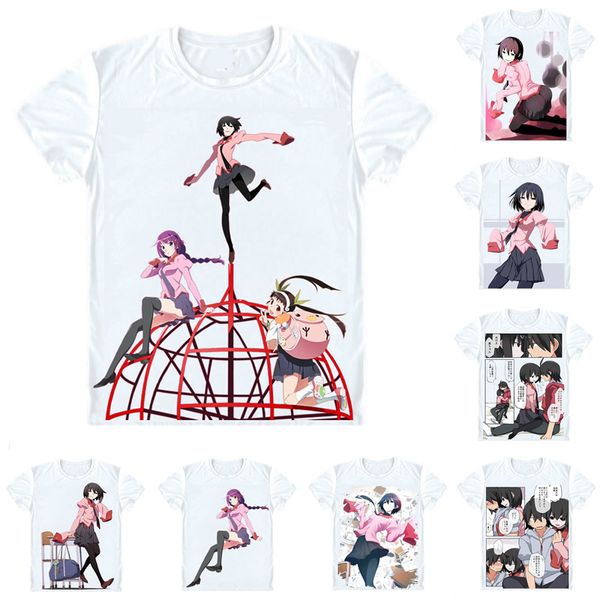 

owarimonogatari t-shirts short sleeve shirts anime manga oshino ougi meme's niece oshino shinobu cosplay shirt, White;black