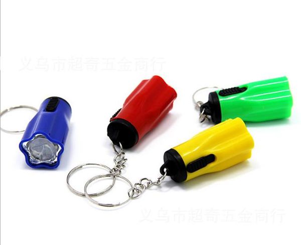 

hiking camping outdoor gear led mini keychain super bright flashlight torch flower shape key chain ring mixed colors, Silver