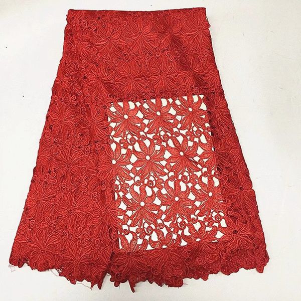 

5 yards/pc charming red embroidery african water soluble lace for french cord lace fabric for dress bw163-6, Black;white