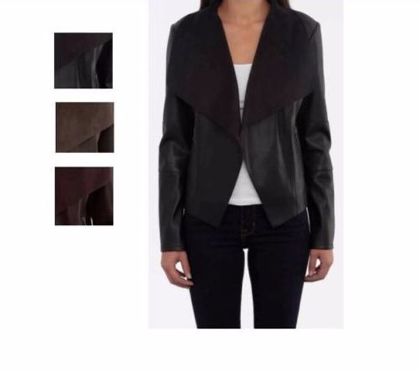 Details About New Bagatelle Women S Faux Leather Drape Jacket