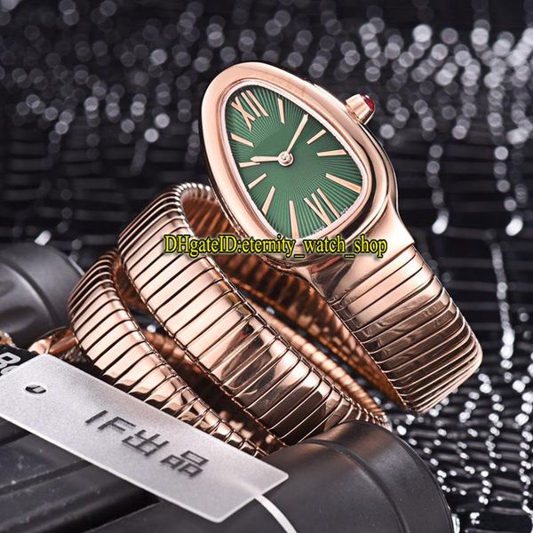 

8 color luxry serpenti tubogas 103002 green dial swiss quartz womens watch rose gold case double loop bracelet fashion lady watches 08, Slivery;brown