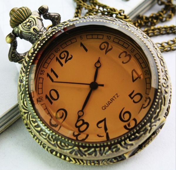 

new ambar vintage big size pocket watch women retro necklace watch woman fashion ladies bronze classic steampunk, Slivery;golden
