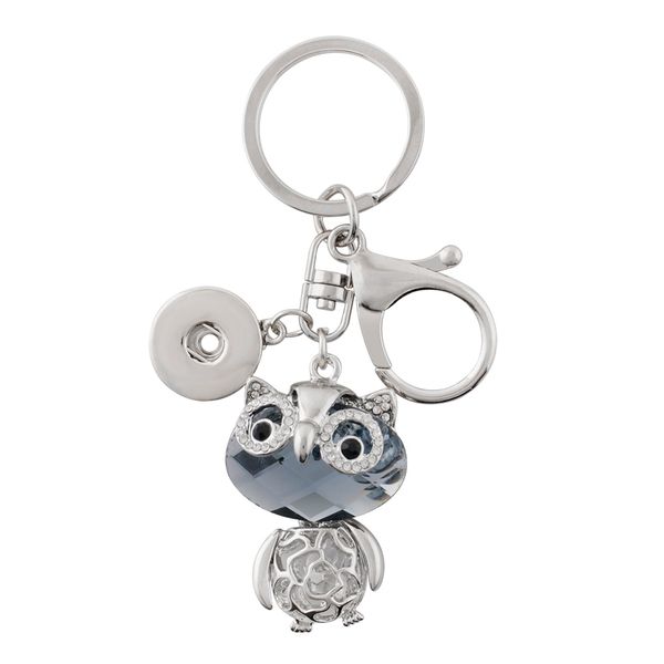 

high grade snap jewelry for women cute key chain keychains rhinestones owl chicken key ring holder jewelry bag pendant gift, Silver